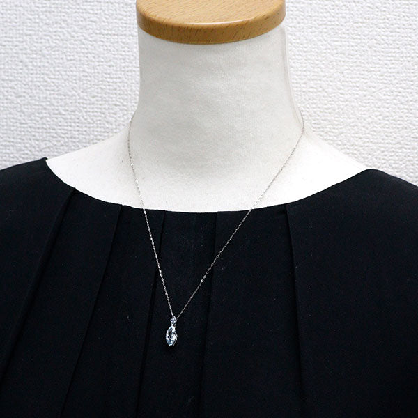 GSTV Pt950 アクアマリン ペンダントネックレス 1.00ct AQ0.05ct