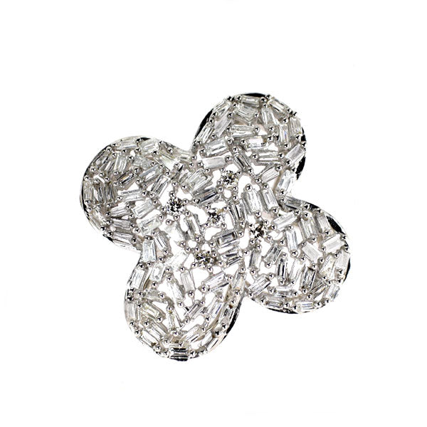 K18WG ダイヤモンド ペンダントトップ 0.50ct 四つ葉 クローバー