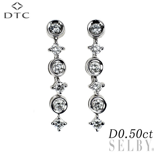 DTC K14WG/ K18WG ダイヤモンド イヤリング 0.50ct LINE