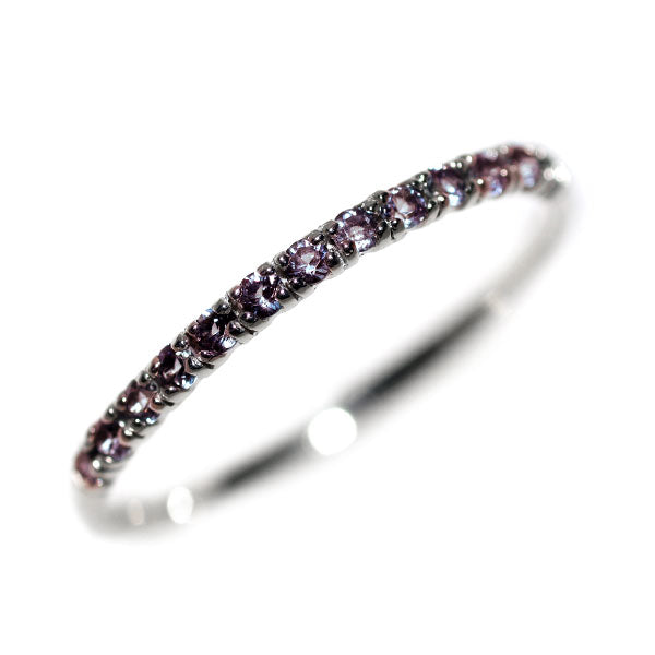 K18WG 合成アレキサンドライト リング 0.13ct ハーフエタニティ