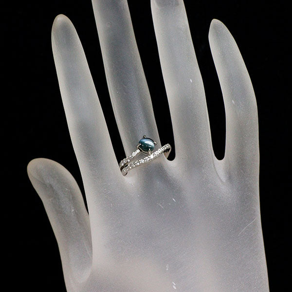 希少 Pt900 アレキサンドライトキャッツアイ ダイヤモンド リング 1.09ct D0.27ct