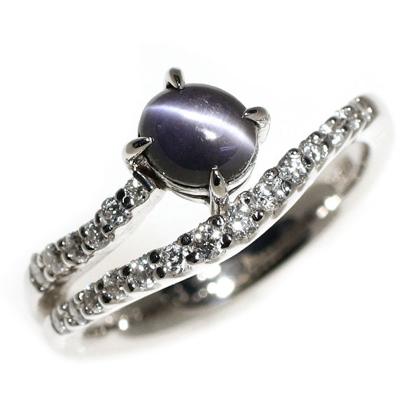 希少 Pt900 アレキサンドライトキャッツアイ ダイヤモンド リング 1.09ct D0.27ct