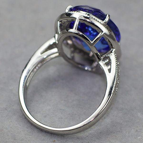 Pt950 上質タンザナイト ダイヤモンド リング 8.28ct D0.40ct