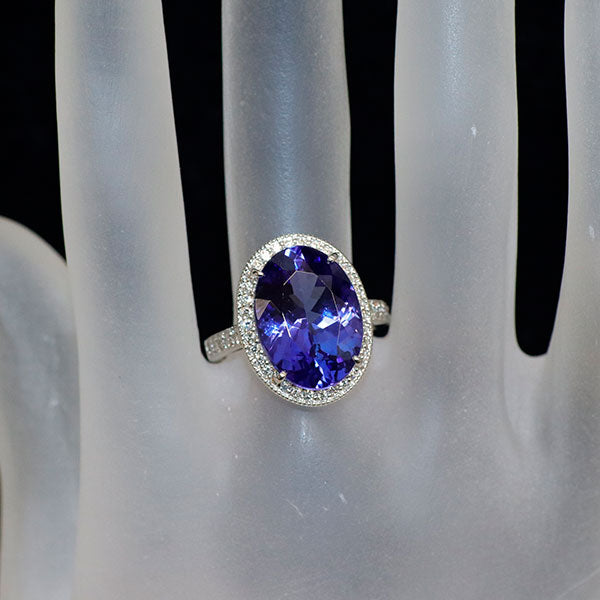 Pt950 上質タンザナイト ダイヤモンド リング 8.28ct D0.40ct