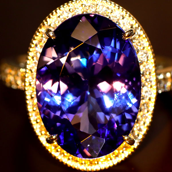 Pt950 上質タンザナイト ダイヤモンド リング 8.28ct D0.40ct
