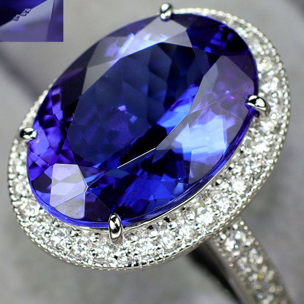 Pt950 上質タンザナイト ダイヤモンド リング 8.28ct D0.40ct