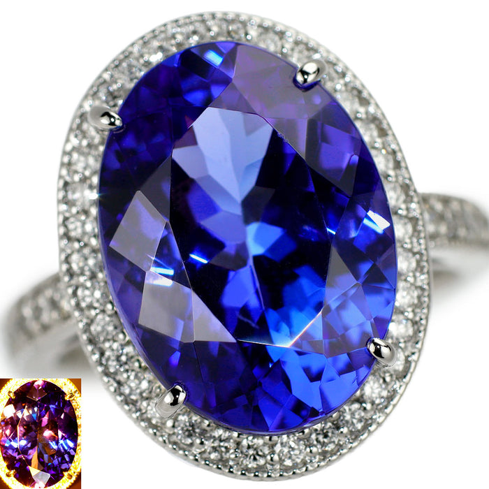 Pt950 上質タンザナイト ダイヤモンド リング 8.28ct D0.40ct