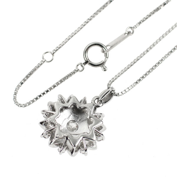 Pt900/ Pt850 多面カットダイヤモンド ペンダントネックレス 0.38ct D0.34ct フラワー