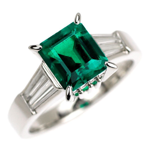 クレサンベール Pt900 再結晶エメラルド ダイヤモンド リング 2.31ct D0.73ct