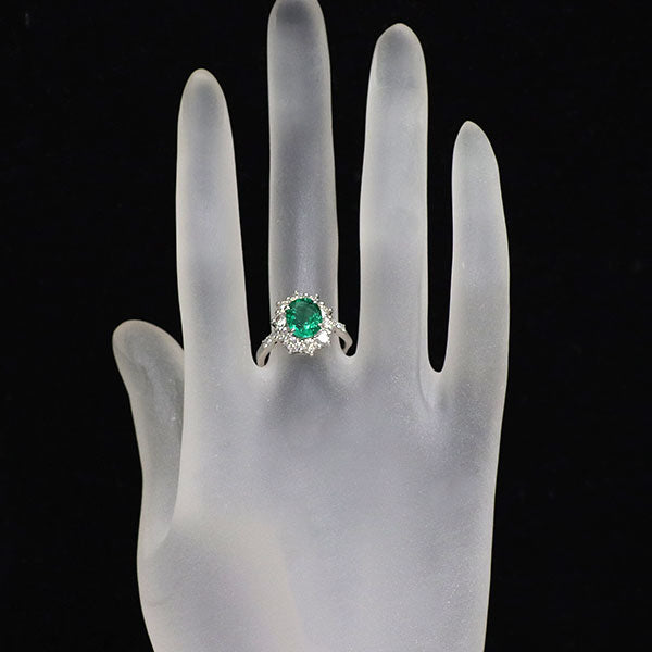 Pt950 エメラルド ダイヤモンド リング 1.81ct D 0.96ct