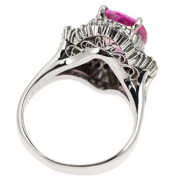 Pt900 スリランカ産 非加熱ピンクサファイア ダイヤモンド リング 4.25ct D1.51ct