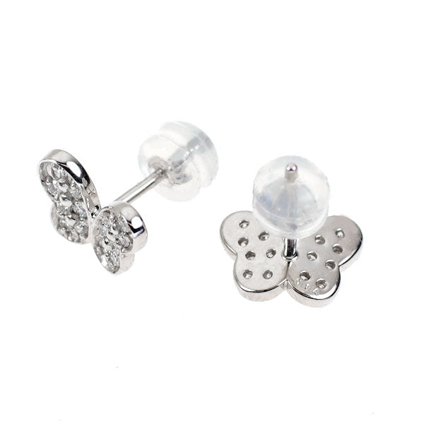 K18WG ダイヤモンド ピアス 0.28ct  蝶
