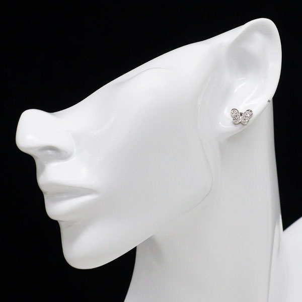 K18WG ダイヤモンド ピアス 0.28ct  蝶