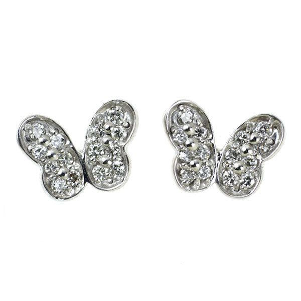 K18WG ダイヤモンド ピアス 0.28ct  蝶