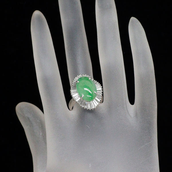 Pt900 樹脂含浸なし 翡翠/ヒスイ ダイヤモンド リング 7.867ct D1.60ct
