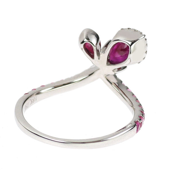 K18WG ルビー ピンクサファイア ダイヤモンド リング 0.82ct PS0.33ct D0.06ct