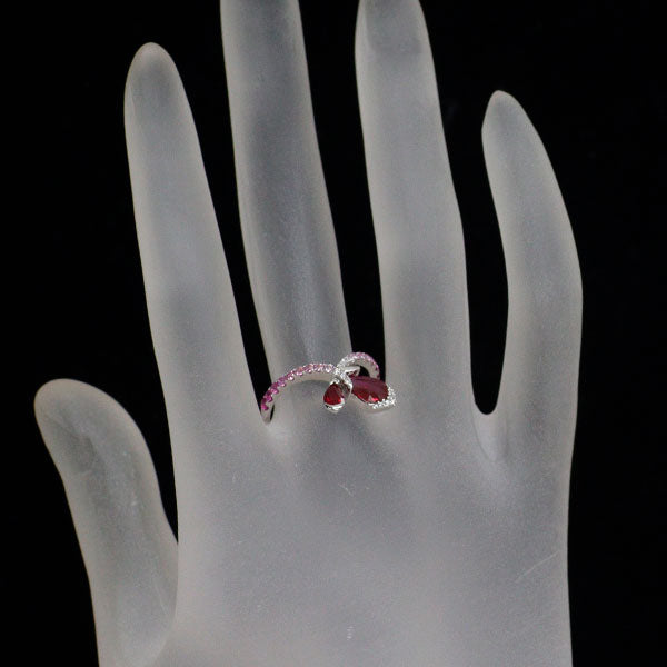 K18WG ルビー ピンクサファイア ダイヤモンド リング 0.82ct PS0.33ct D0.06ct