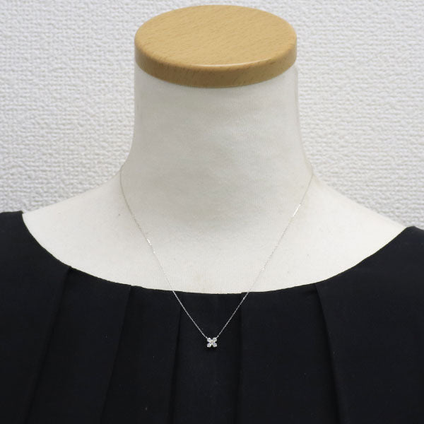 K18WG ダイヤモンド ペンダントネックレス 0.20ct  フラワー