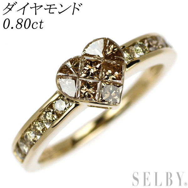 K18CG ダイヤモンド リング 0.80ct ハート ミステリーセッティング