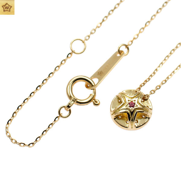 wish upon a star K18YG ダイヤモンド ルビー ペンダントネックレス 0.06ct D0.06ct 2way リバーシブル
