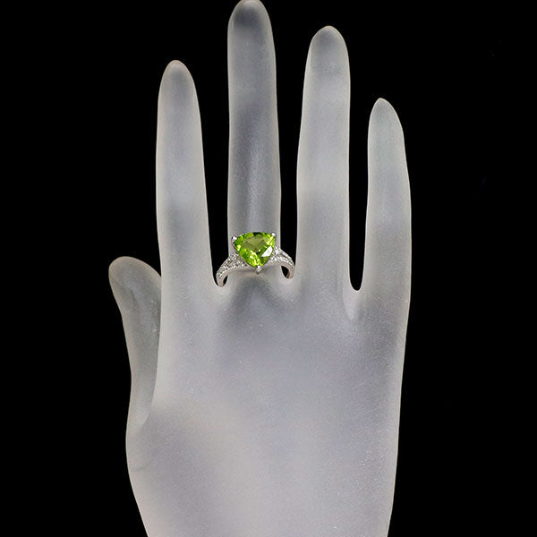 K18WG ペリドット ダイヤモンド リング 3.806ct D0.23ct