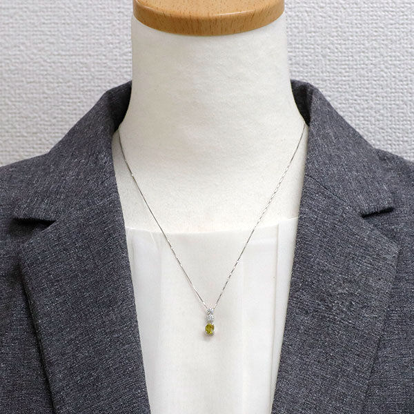 Pt950/ Pt850 スフェーン ダイヤモンド ペンダントネックレス 0.96ct D0.14ct
