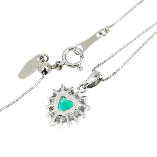 Pt900/ Pt850 ハートシェイプ エメラルド ダイヤモンド ペンダントネックレス 0.58ct D0.24ct