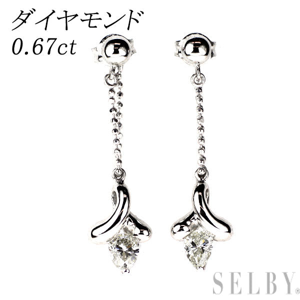 Pt900 ペアシェイプ ダイヤモンド ピアス 0.67ct