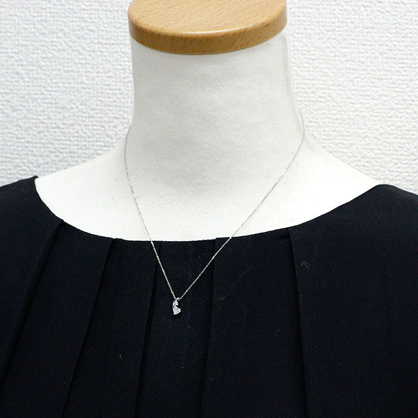 K18WG ハートシェイプ ダイヤモンド ペンダントネックレス 0.300ct D0.03ct