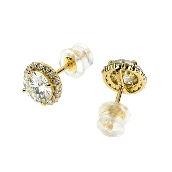 新品 K18YG ダイヤモンド ピアス 2.021ct I/J SI2 G D0.28ct