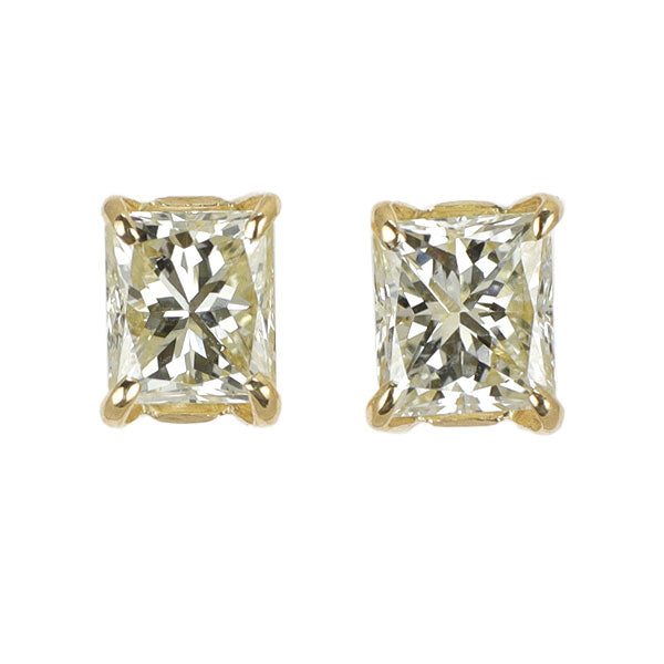 新品 K18YG プリンセスカット ダイヤモンド ピアス 0.544ct M VS2/SI2 【エスコレ】