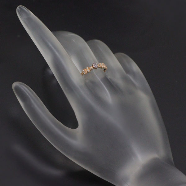 新品 希少 K18PG ペアシェイプ 天然ピンク ダイヤモンド リング 0.114ct FPP VS1 D0.03ct 【エスコレ】