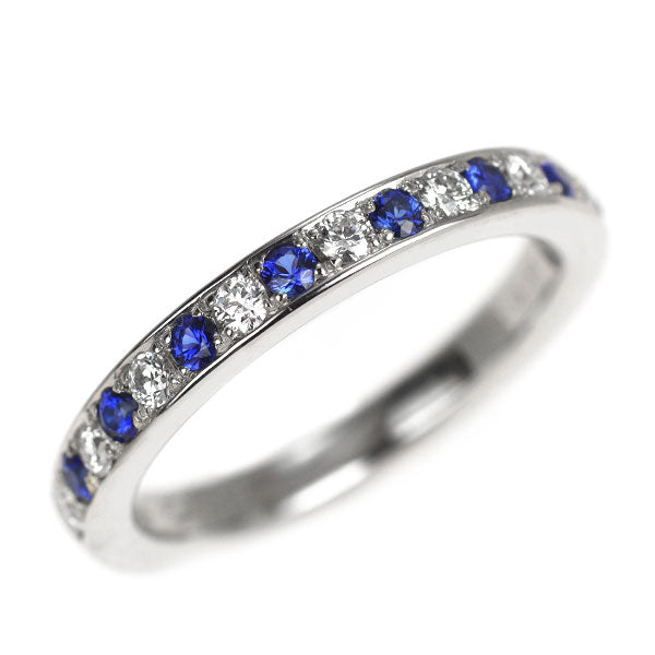 Pt900 サファイア ダイヤモンド リング 0.21ct D0.19ct ハーフエタニティ