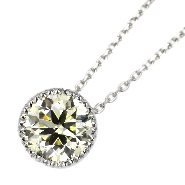 新品 Pt950/ Pt850 ダイヤモンド ペンダントネックレス 0.904ct LY VS1 VG 鍛造ミルグレイン【エスコレ】