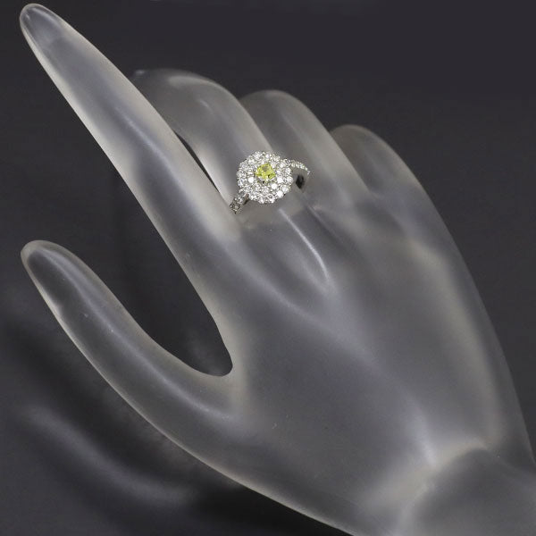 新品 Pt950 天然イエロー ダイヤモンド  リング 0.256ct FY VS2 D0.75ct