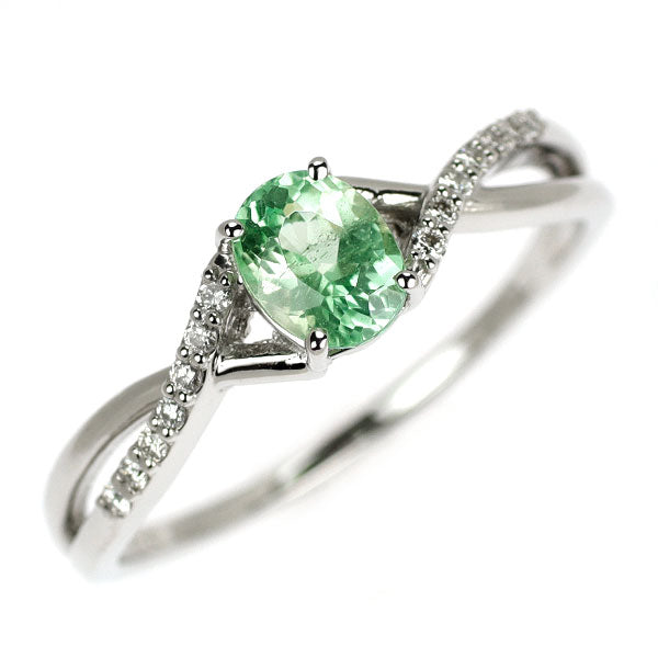新品 希少 Pt950 ミントカラーコーネルピン ダイヤモンド リング 0.55ct D0.07ct 【エスコレ】