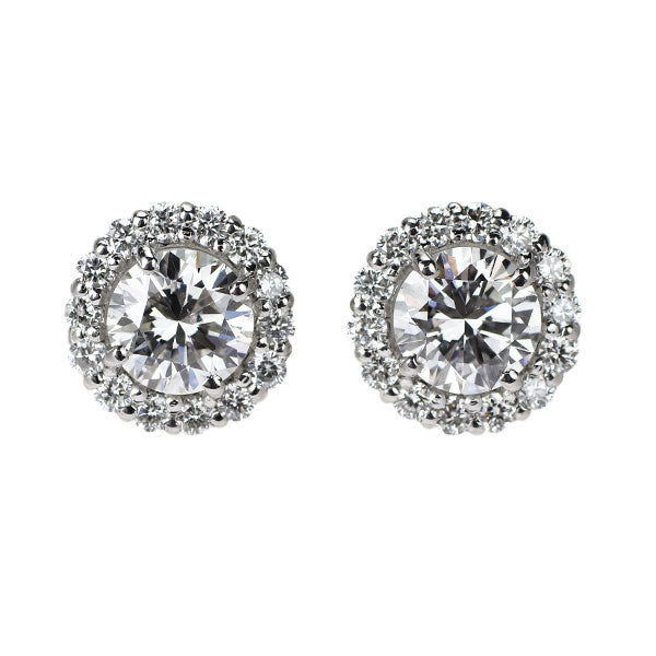 新品 Pt950/ Pt900 ダイヤモンド ピアス 1.106ct E/F SI1 VG D0.34ct【エスコレ】