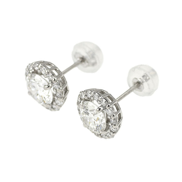 新品 Pt950/ Pt900 ダイヤモンド  ピアス 1.247ct F/G SI1-2 G D0.34ct 【エスコレ】