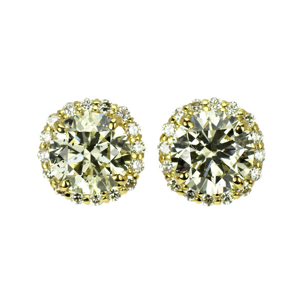 新品 K18YG ダイヤモンド ピアス 2.043ct VLY SI2 VG/G D0.24ct 【エスコレ】
