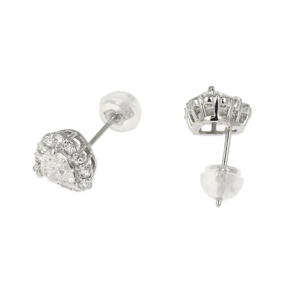 新品 Pt950/ Pt900 ハートシェイプ ダイヤモンド  ピアス 0.716ct G/H SI1/SI2 D0.46ct 【エスコレ】