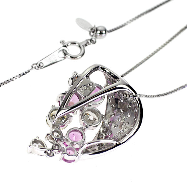 天空 K18WG ピンクサファイア ダイヤモンド ペンダントネックレス 1.74ct D1.74ct