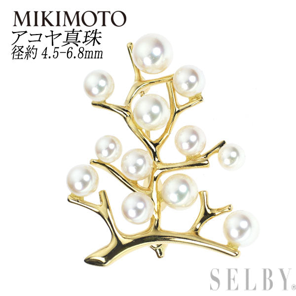 美品✨MIKIMOTO ブローチ あこや真珠 7珠 リーフM刻印 シルバー 美品
