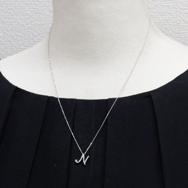 ロイヤルアッシャー Pt900/ Pt850 ダイヤモンド ペンダントネックレス 0.10ct イニシャル「N」