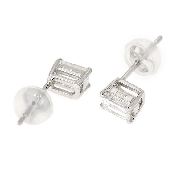 新品 Pt950/ Pt900 バゲットカット ダイヤモンド ピアス 0.586ct E/F VS1【エスコレ】