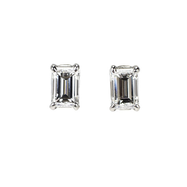 新品 Pt950/ Pt900 バゲットカット ダイヤモンド ピアス 0.586ct E/F VS1【エスコレ】