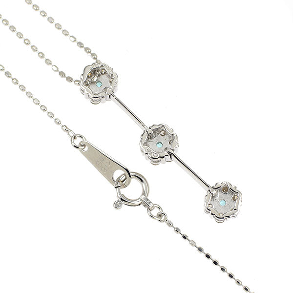 K18WG パライバトルマリン ダイヤモンド ペンダントネックレス 0.07ct D0.38ct フラワー