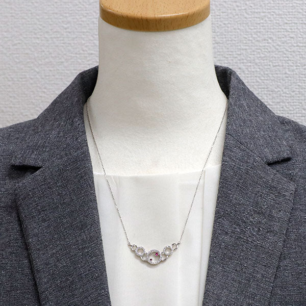 K18WG ルビー ダイヤモンド ペンダントネックレス 0.08ct D0.40ct