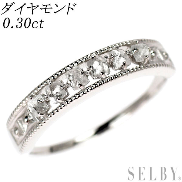 K18WG ラフカット ダイヤモンド リング 0.30ct