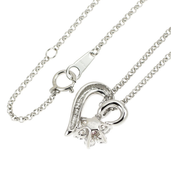 Pt900/ Pt850 天然ピンク ダイヤモンド ペンダントネックレス 0.070ct FPP I1 D0.43ct フラワー ハート