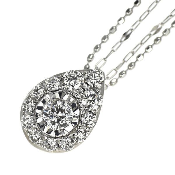 K18WG さくらカット ダイヤモンド  ペンダントネックレス 0.154ct 0.35ct